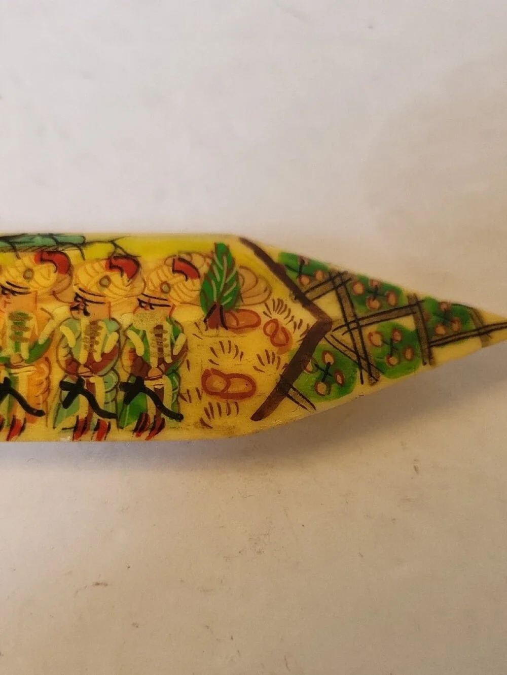 Vintage Persian Hand-Painted Camel Bone Letter Opener